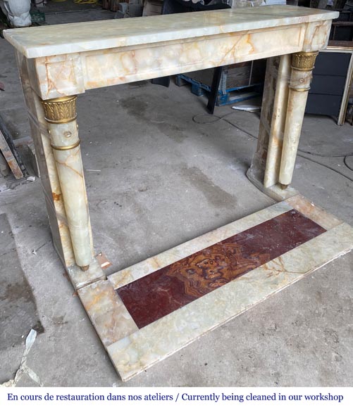 Empire style onyx mantel with detached columns and ormolu capitals-1